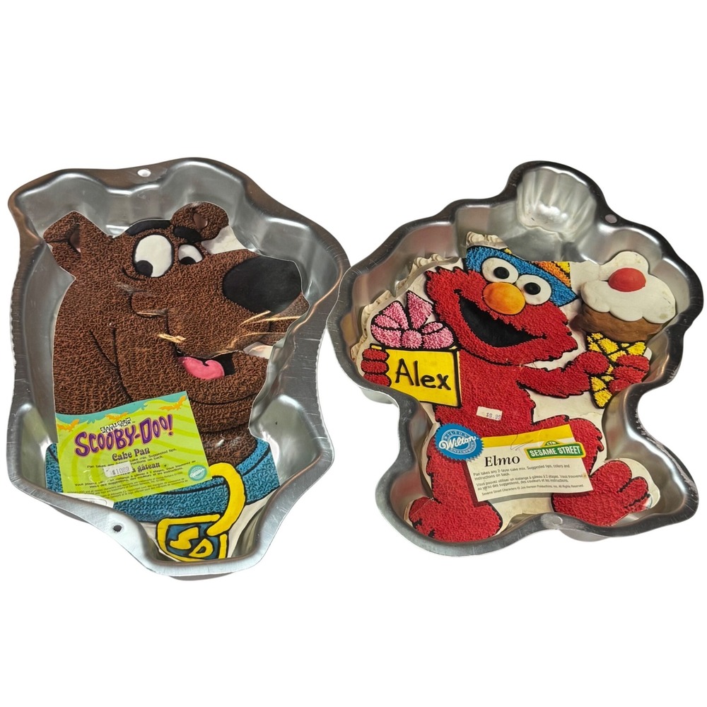 Vintage Wilton Scooby Doo Elmo Cake Pans Set 2 Guides 1996 1999